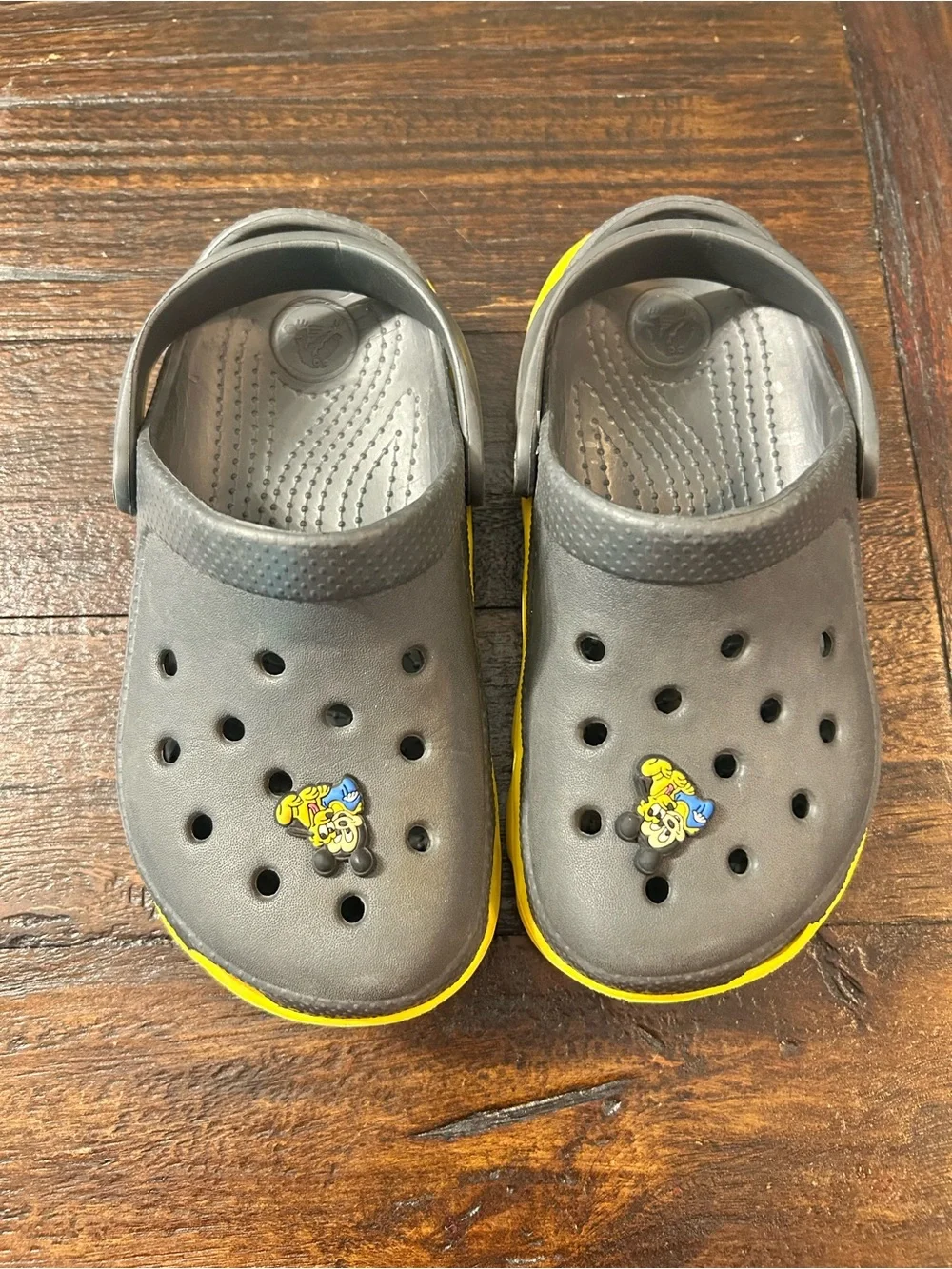Kids Grey and Yellow Crocs Duet Sports Shoes